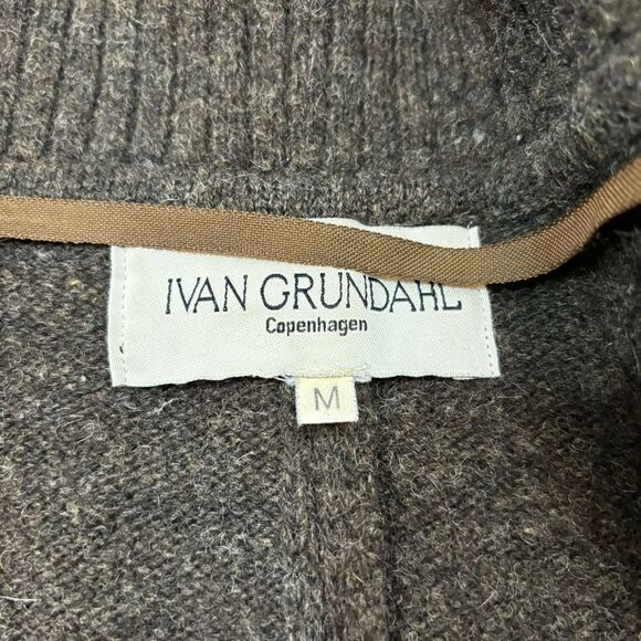 Women’s‎ Ivan Grundhal Brown Shetland Wool Asymmetrical Cardigan Sweater Medium - Picture 11 of 13